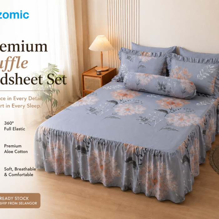 Nozomic Queen Pattern Ruffle Bedsheet