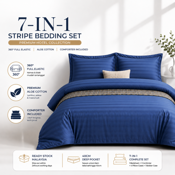 Nozomic 7-in-1 Fitted Bedsheet Comforter Set | Queen & King Bedding Set